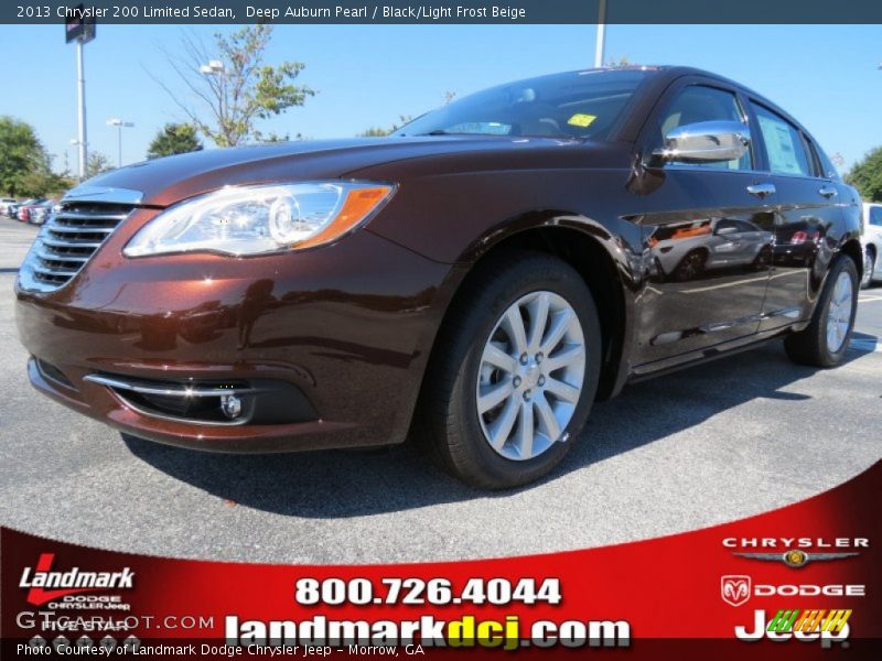 Deep Auburn Pearl / Black/Light Frost Beige 2013 Chrysler 200 Limited Sedan