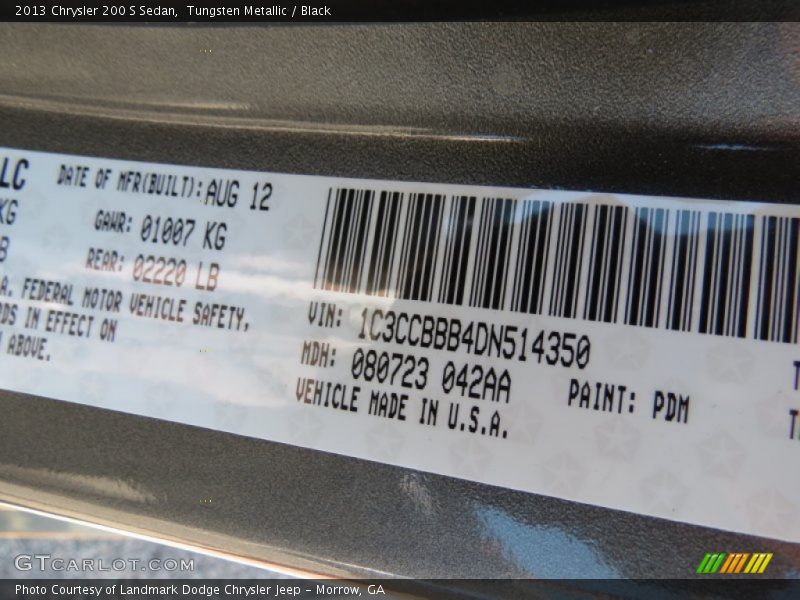 Tungsten Metallic / Black 2013 Chrysler 200 S Sedan
