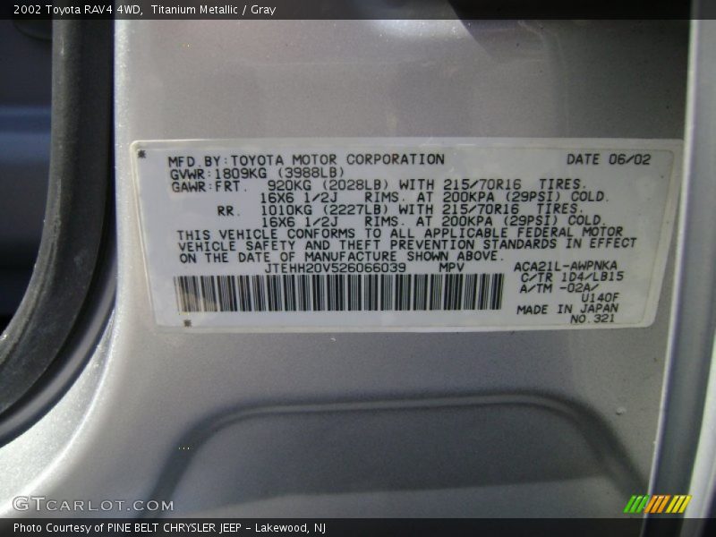 Titanium Metallic / Gray 2002 Toyota RAV4 4WD