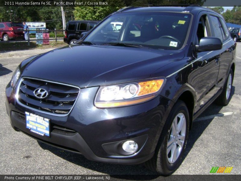 Pacific Blue Pearl / Cocoa Black 2011 Hyundai Santa Fe SE