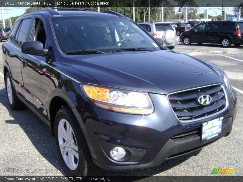 Pacific Blue Pearl / Cocoa Black 2011 Hyundai Santa Fe SE