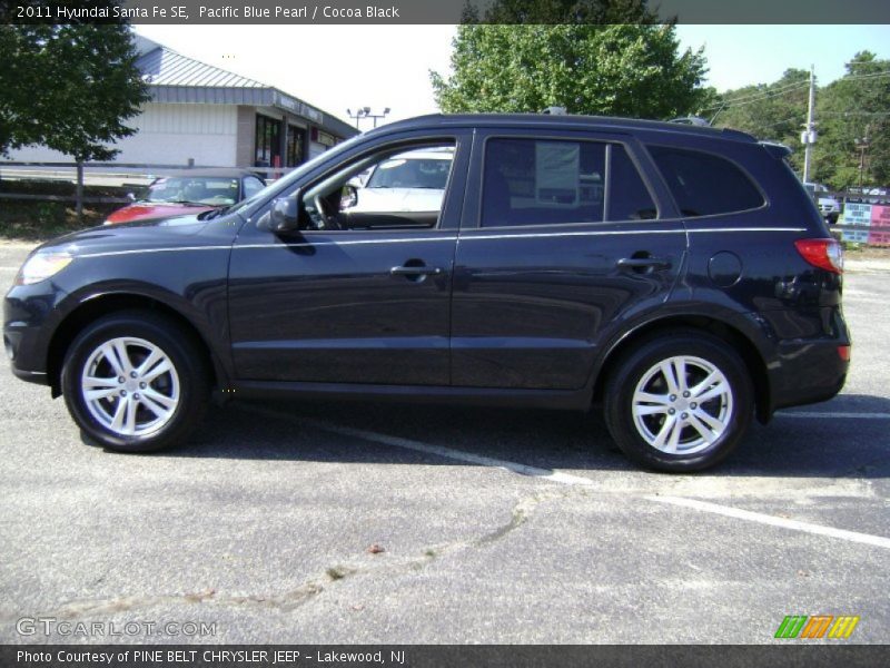 Pacific Blue Pearl / Cocoa Black 2011 Hyundai Santa Fe SE