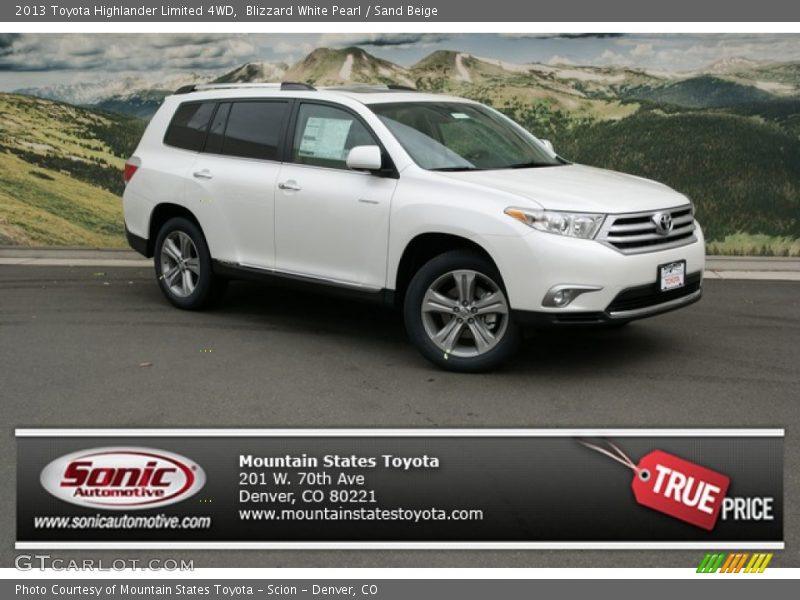 Blizzard White Pearl / Sand Beige 2013 Toyota Highlander Limited 4WD