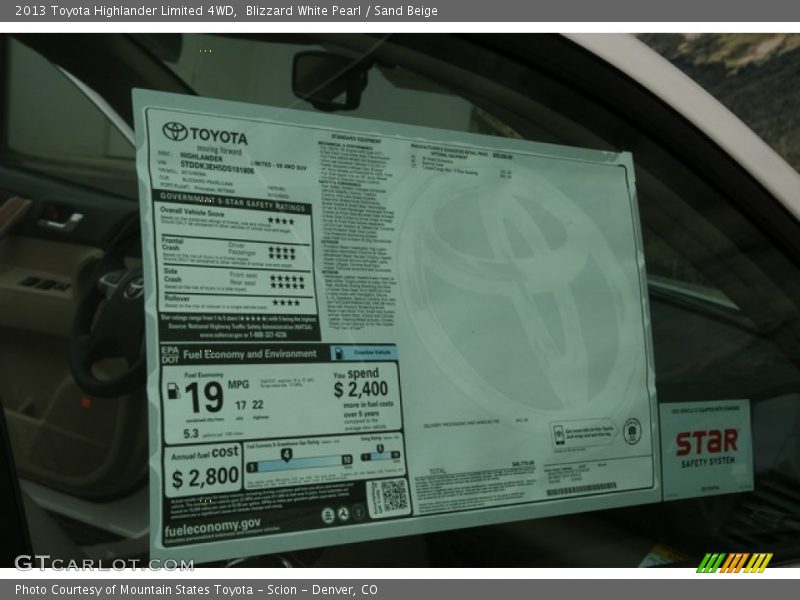 Blizzard White Pearl / Sand Beige 2013 Toyota Highlander Limited 4WD