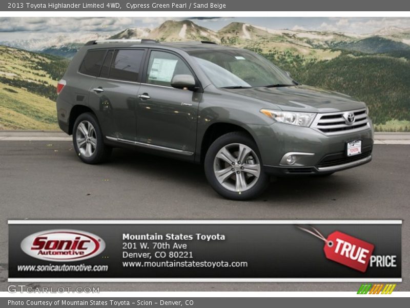 Cypress Green Pearl / Sand Beige 2013 Toyota Highlander Limited 4WD