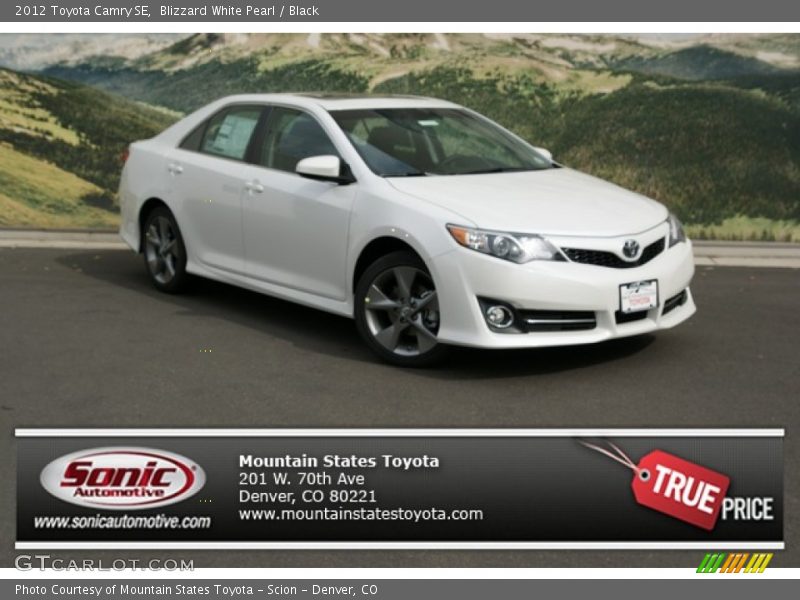 Blizzard White Pearl / Black 2012 Toyota Camry SE
