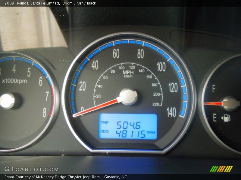 Bright Silver / Black 2009 Hyundai Santa Fe Limited