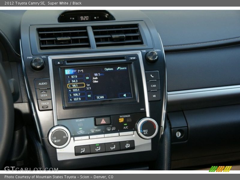 Super White / Black 2012 Toyota Camry SE