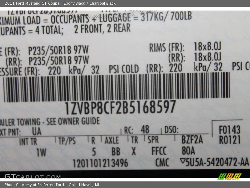 Ebony Black / Charcoal Black 2011 Ford Mustang GT Coupe