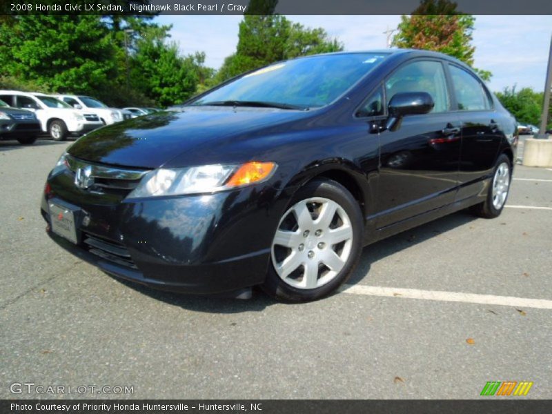 Nighthawk Black Pearl / Gray 2008 Honda Civic LX Sedan