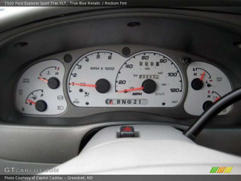 True Blue Metallic / Medium Flint 2003 Ford Explorer Sport Trac XLT