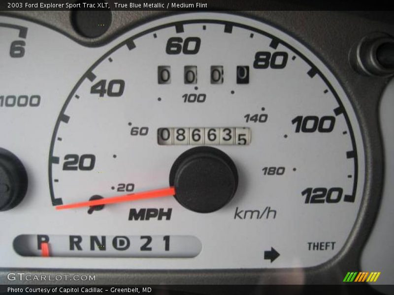 True Blue Metallic / Medium Flint 2003 Ford Explorer Sport Trac XLT