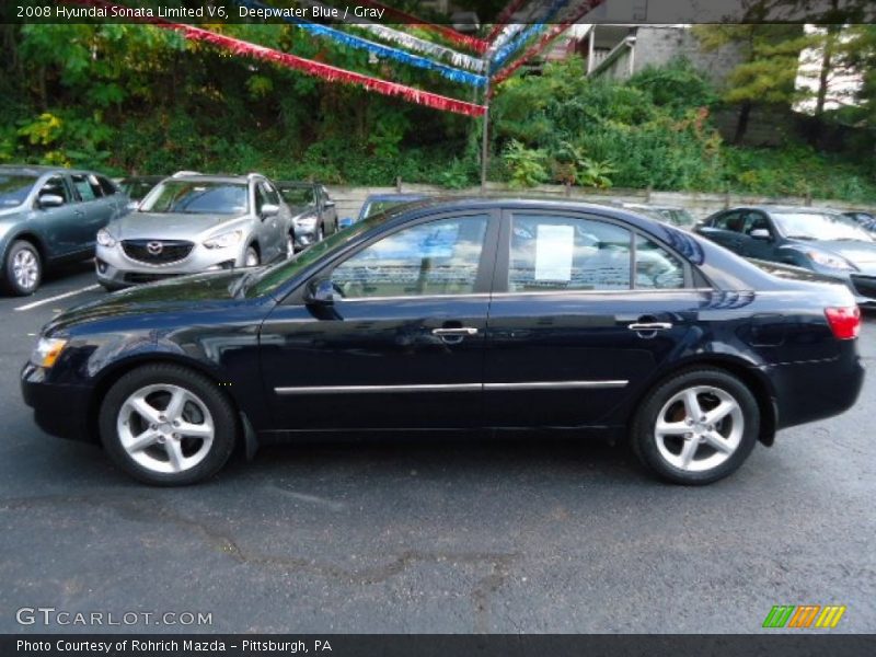 Deepwater Blue / Gray 2008 Hyundai Sonata Limited V6