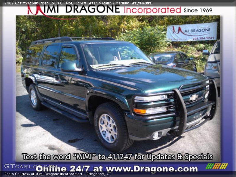 Forest Green Metallic / Medium Gray/Neutral 2002 Chevrolet Suburban 1500 LT 4x4