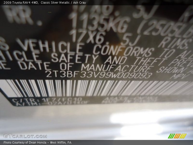 Classic Silver Metallic / Ash Gray 2009 Toyota RAV4 4WD