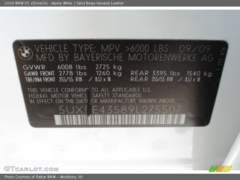 Alpine White / Sand Beige Nevada Leather 2009 BMW X5 xDrive30i