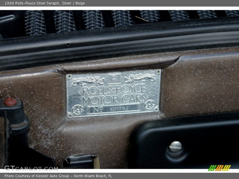 Info Tag of 1999 Silver Seraph 
