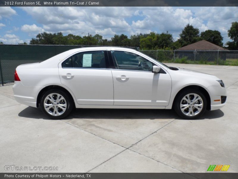 White Platinum Tri-Coat / Camel 2012 Ford Fusion SE