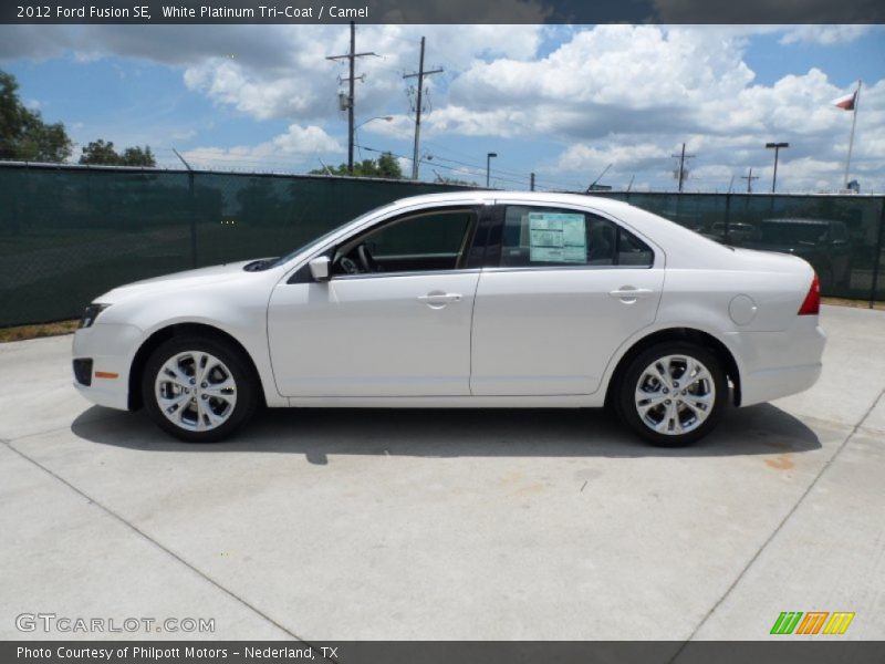 White Platinum Tri-Coat / Camel 2012 Ford Fusion SE