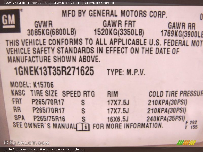 Silver Birch Metallic / Gray/Dark Charcoal 2005 Chevrolet Tahoe Z71 4x4