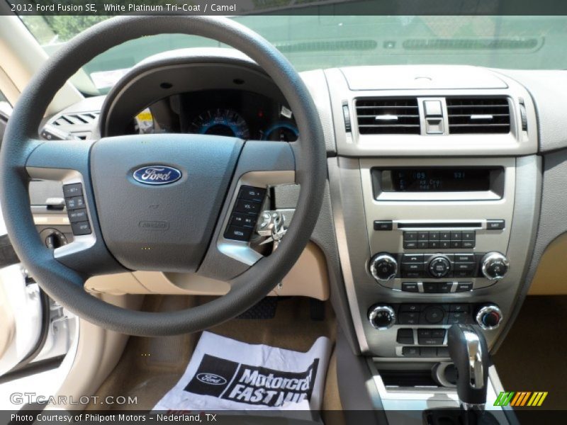 White Platinum Tri-Coat / Camel 2012 Ford Fusion SE