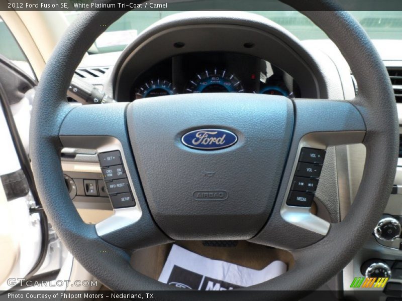 White Platinum Tri-Coat / Camel 2012 Ford Fusion SE