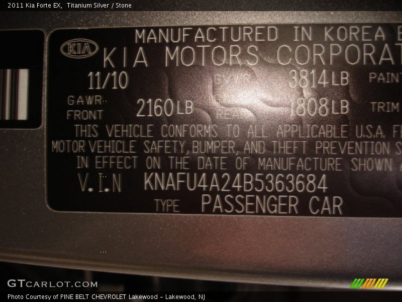 Titanium Silver / Stone 2011 Kia Forte EX