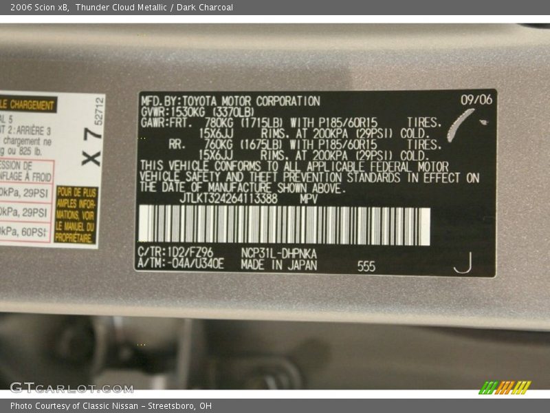 Thunder Cloud Metallic / Dark Charcoal 2006 Scion xB