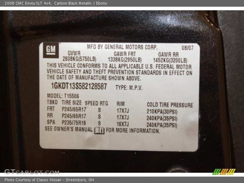 Carbon Black Metallic / Ebony 2008 GMC Envoy SLT 4x4
