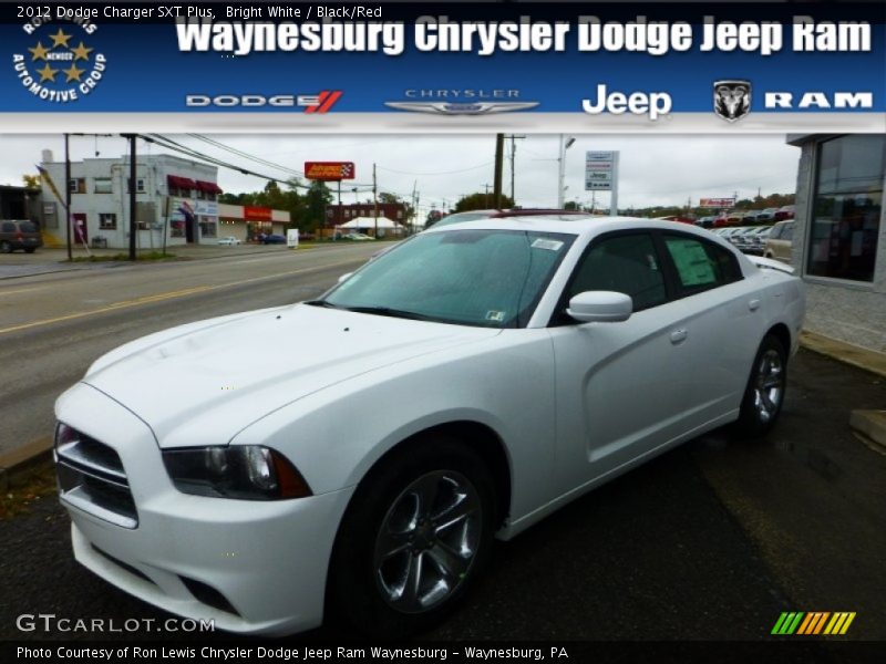 Bright White / Black/Red 2012 Dodge Charger SXT Plus