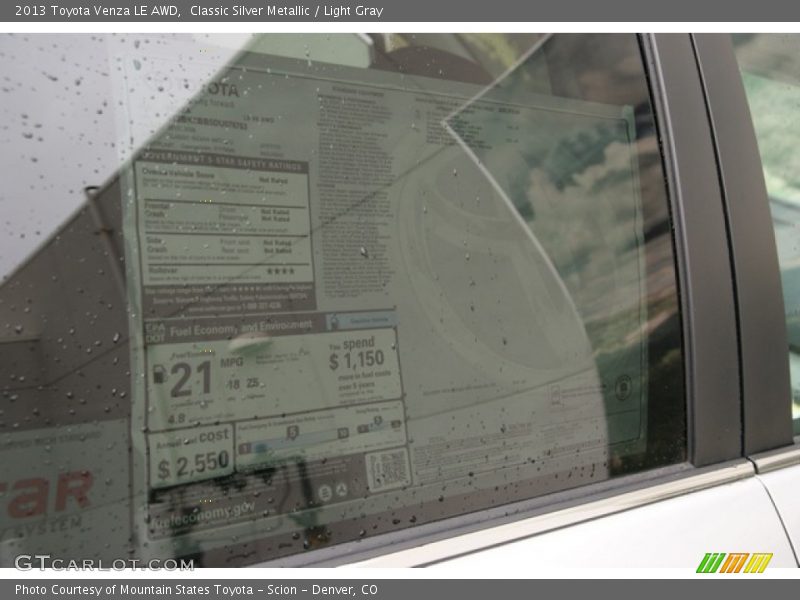 Classic Silver Metallic / Light Gray 2013 Toyota Venza LE AWD