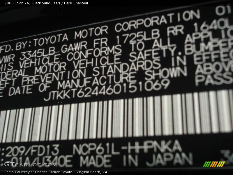 Black Sand Pearl / Dark Charcoal 2006 Scion xA