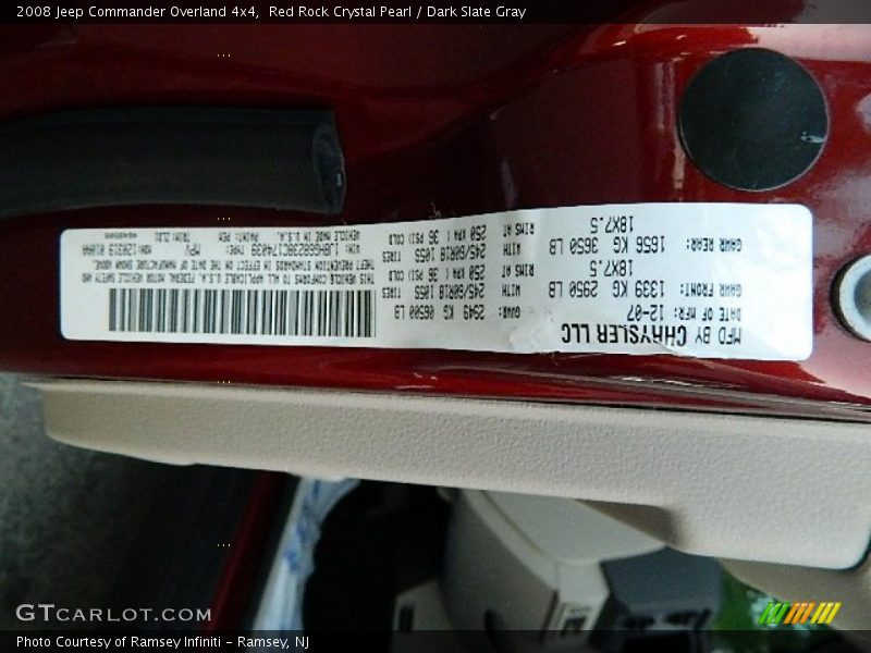 Red Rock Crystal Pearl / Dark Slate Gray 2008 Jeep Commander Overland 4x4