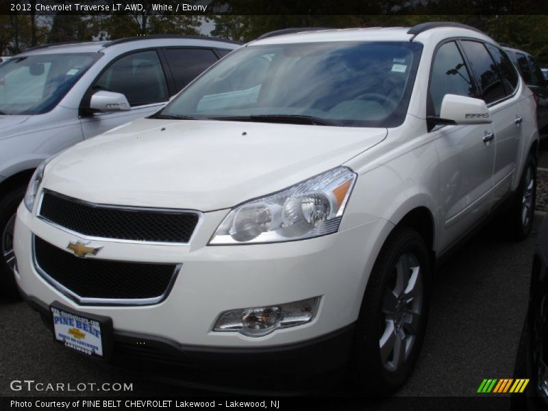 White / Ebony 2012 Chevrolet Traverse LT AWD