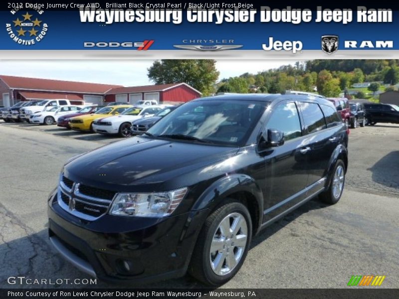 Brilliant Black Crystal Pearl / Black/Light Frost Beige 2012 Dodge Journey Crew AWD