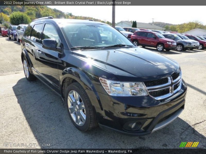 Brilliant Black Crystal Pearl / Black/Light Frost Beige 2012 Dodge Journey Crew AWD