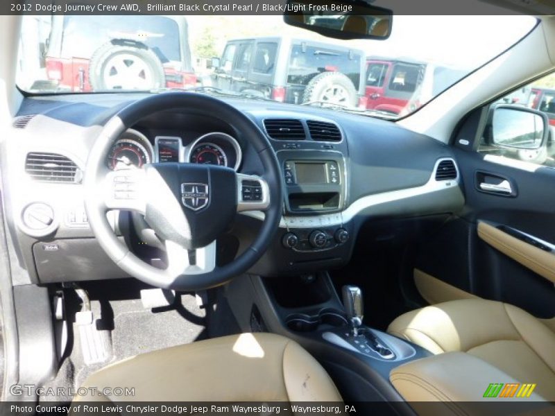 Brilliant Black Crystal Pearl / Black/Light Frost Beige 2012 Dodge Journey Crew AWD