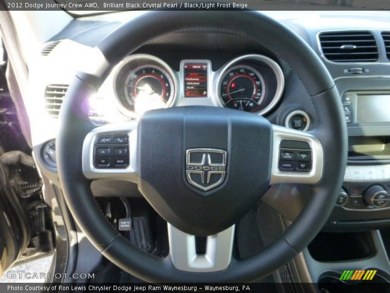 Brilliant Black Crystal Pearl / Black/Light Frost Beige 2012 Dodge Journey Crew AWD