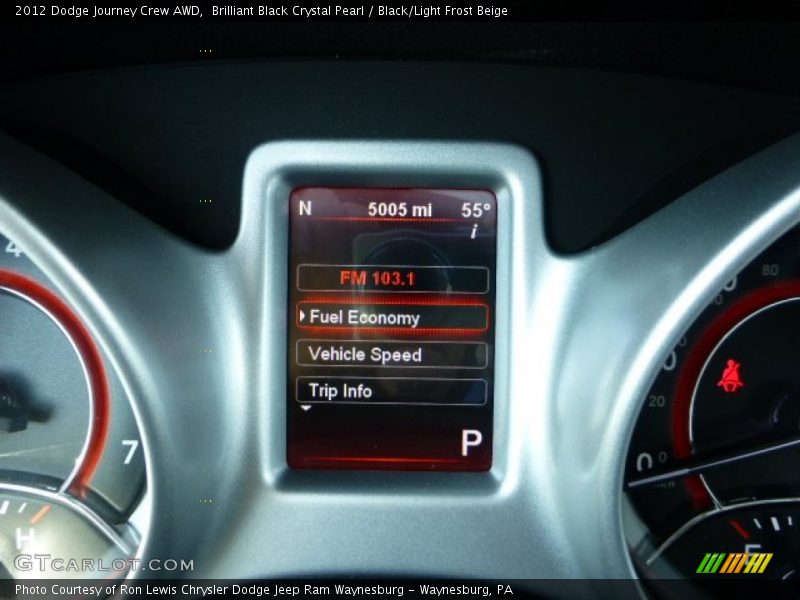 Brilliant Black Crystal Pearl / Black/Light Frost Beige 2012 Dodge Journey Crew AWD