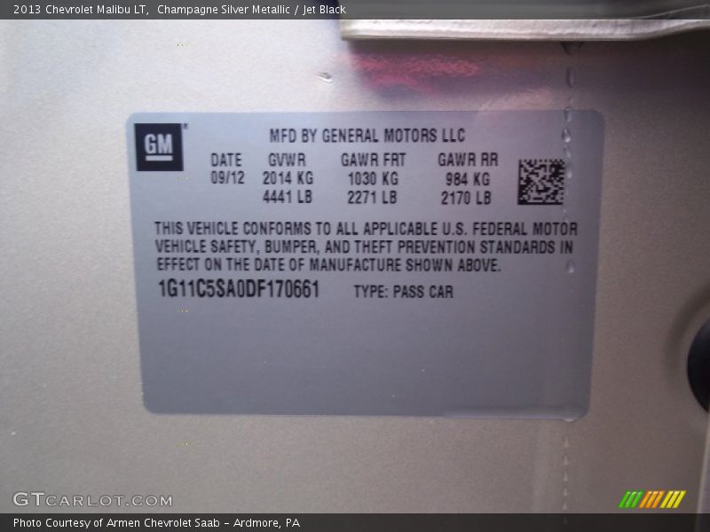 Champagne Silver Metallic / Jet Black 2013 Chevrolet Malibu LT
