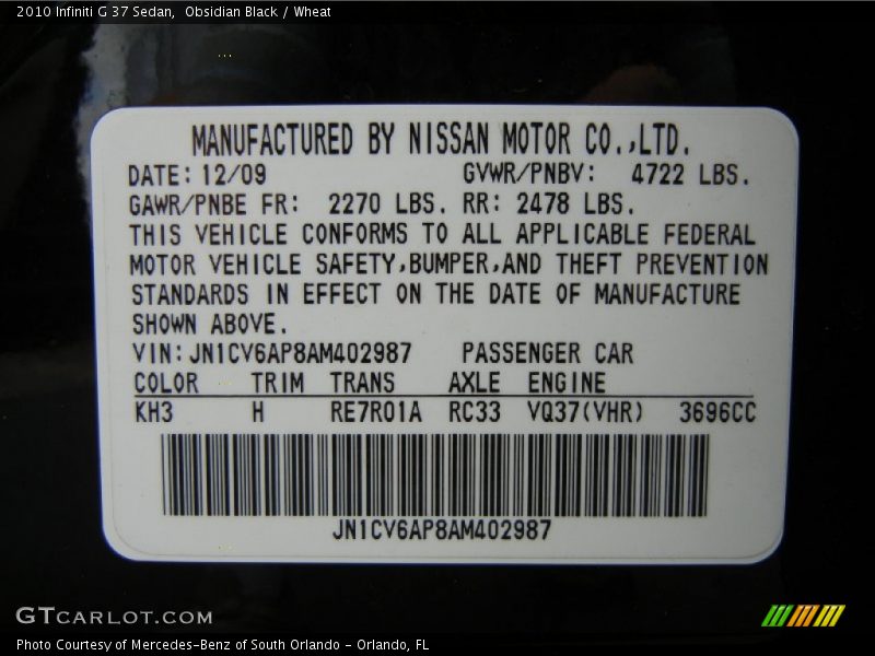 Obsidian Black / Wheat 2010 Infiniti G 37 Sedan