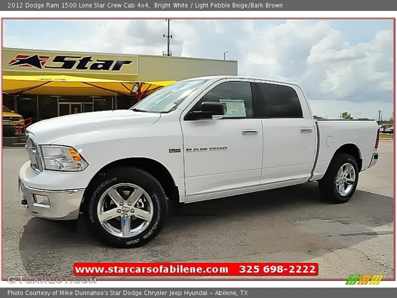 Bright White / Light Pebble Beige/Bark Brown 2012 Dodge Ram 1500 Lone Star Crew Cab 4x4