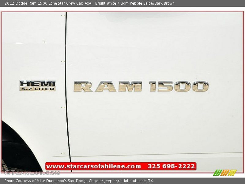 Bright White / Light Pebble Beige/Bark Brown 2012 Dodge Ram 1500 Lone Star Crew Cab 4x4