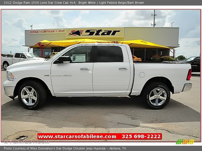Bright White / Light Pebble Beige/Bark Brown 2012 Dodge Ram 1500 Lone Star Crew Cab 4x4