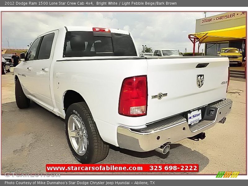 Bright White / Light Pebble Beige/Bark Brown 2012 Dodge Ram 1500 Lone Star Crew Cab 4x4