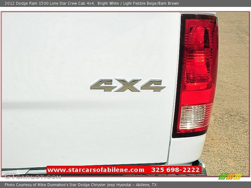 Bright White / Light Pebble Beige/Bark Brown 2012 Dodge Ram 1500 Lone Star Crew Cab 4x4