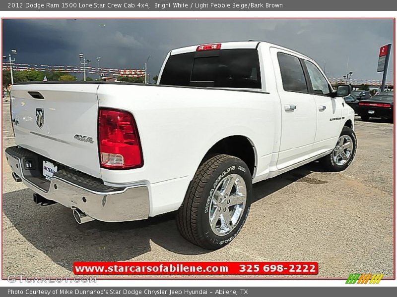 Bright White / Light Pebble Beige/Bark Brown 2012 Dodge Ram 1500 Lone Star Crew Cab 4x4