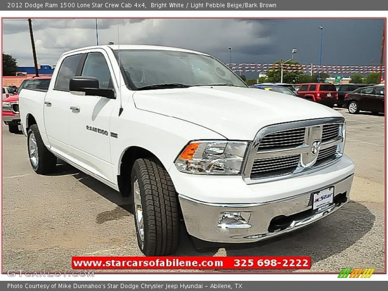 Bright White / Light Pebble Beige/Bark Brown 2012 Dodge Ram 1500 Lone Star Crew Cab 4x4