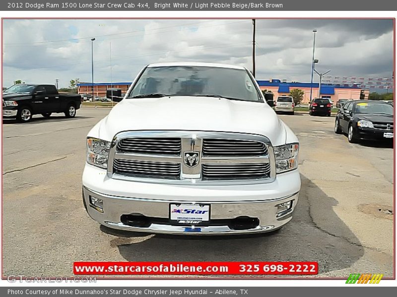 Bright White / Light Pebble Beige/Bark Brown 2012 Dodge Ram 1500 Lone Star Crew Cab 4x4