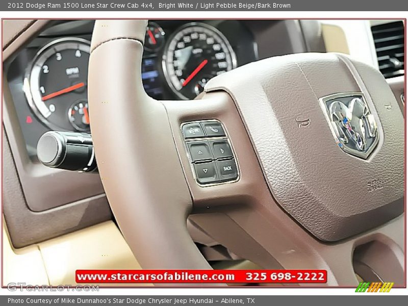 Bright White / Light Pebble Beige/Bark Brown 2012 Dodge Ram 1500 Lone Star Crew Cab 4x4